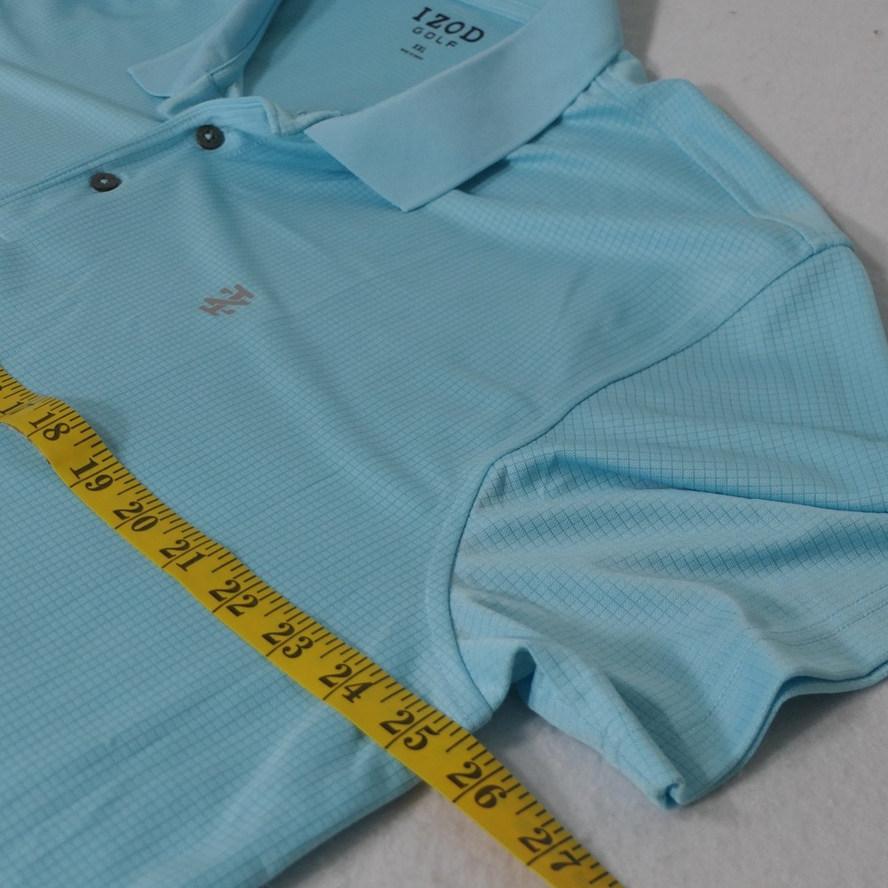 IZOD Mens Polo XXL Light Blue Athletic Golfcore Breathable Preppy Textured